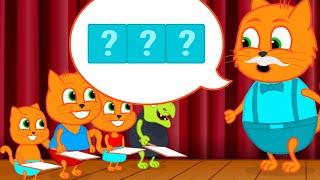 Cats Family in English - Guess the magic word Cartoon for Kids