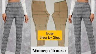 HOW TO MAKE WOMEN TROUSER (SIDE ZIP) | PANT PATTERN DRAFTING | DETAILED