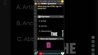 HTML Quiz 03: What does the HTML tag "a" stand for? #html #htmlcss #shorts