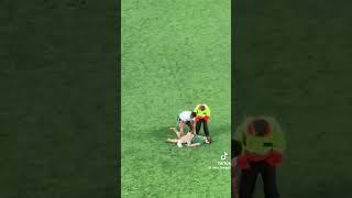 Rugby Pitch Invader Gets Knocked Out Cold!