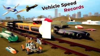 Fastest Vehicle Speed Records by Category : Land speed  | Water Speed  | Rail Speed | Air speed