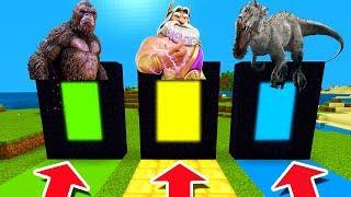 Minecraft PE : DO NOT CHOOSE THE WRONG DIMENSION! (King Kong, Zeus & Indominus rex)