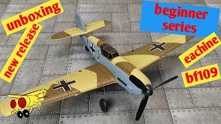 Eachine BF109 400mm Unboxing Desert Yellow Mini RC Airplane RTF for Beginner bind eachine bf109