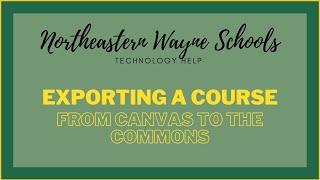 Exporting from a Canvas Course to the Commons