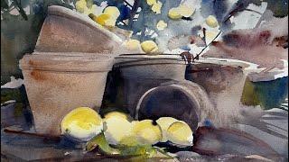 "Lemon Harvest":  painting in watercolour with Pamme Turner