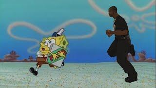 Officer Tenpenny trying to get a pizza from Spongebob