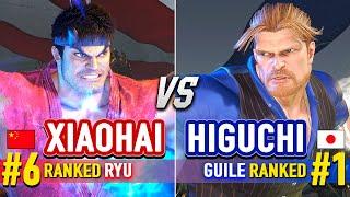 SF6  XIAOHAI (#6 Ranked Ryu) vs HIGUCHI (#1 Ranked Guile)  Street Fighter 6 High Level Gameplay