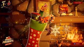 Fortnite Winterfest - search Holiday Stockings in the Winterfest Cabin