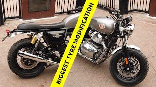 Biggest Fat Tyres MOD in QUEEN AKA Royal Enfield interceptor and GT 650 - King Indian - King Indian