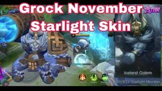 Grock November Starlight Skin Iceland Golem Gameplay  | Mobile Legends: Bang Bang