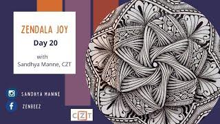 ZENDALA JOY Day 20 - String 4, exploring Zentangle® and Mandala