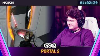 Portal 2 by MSushi in 1:00:49 - Awesome Games Done Quick 2025