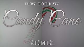 How to draw a Candy Cane freehand with color pencils