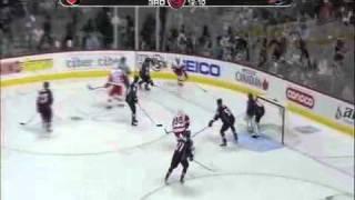 Peter Forsberg runs over Niklas Kronwall