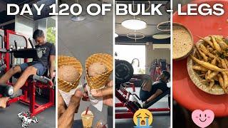 Day 120 of Bulk | Legs Day | Cheat Day 