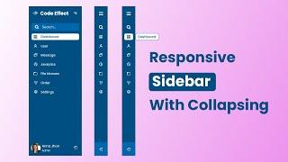 Responsive Sidebar With Collapsing | Sidemenu | Menu | Code Effect