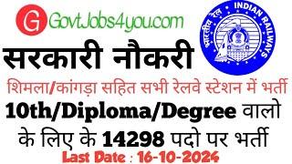 Shimla Railway Station Recruitment 2024 || RRB Technician Recruitment 2024