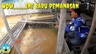 puasnya hajar ikan piranha terbesar !!! mancing di samping keramba apung