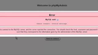 MySQL said: Cannot connect invalid settings error | XAMPP Phpmyadmin