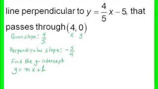 writing the equation of a line perpendicular to another line