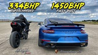 HYPER BIKE vs TUNED 911 ..1450HP 911 TURBO vs 334HP KAWASAKI H2