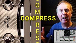 Compressing a snare drum to even out the level