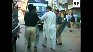 Clashes between police and demonstrators in Karachi.