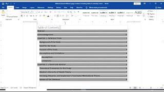 Inserting Different Page Numbers and Table of Contents using Word | LearningIsFun