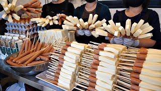 so delicious!! 'Cheese Hot Dog' that sells 2000 pieces a day. / korean street food