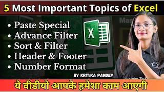 5 Most Important Topics of Excel | Microsoft Excel Tips & Tricks 2025 | MS Excel Function & Formulas