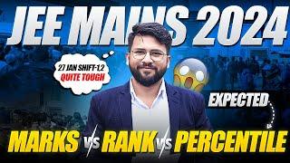 JEE Mains 2024: 27th January Shift Wise Expected Marks vs Percentile vs Rank | Quite Tough