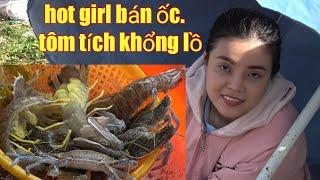 Hot Girl Bán Ốc-Tôm Tích khổng Lồ Chợ Hải Sản Kiên Giang| Pretty girl selling giant giant shrimp