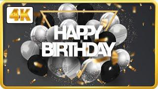 Black and White birthday theme with balloons and confetti background video loops HD 3 hours