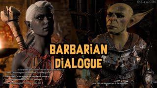 Baldur's Gate 3 Patch 7: Barbarian Dialogue at the Goblin Camp Entrance