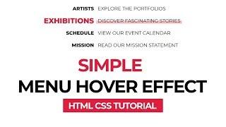 Simple Menu Hover Effect 1 - HTML CSS