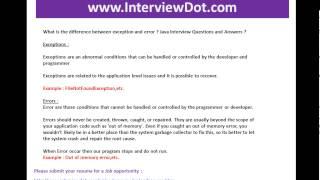 what is the difference between exception and error job java interview question