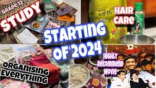 Starting of 2024|Productive DayStudy,Morning routine,Hair Care,12th Fail Movie #studyvlog