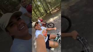 Mom dad and son go on a bike ride in the woods #shorts