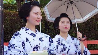 Geisha's Yasaka Shrine Visit "Miyabi Kai" was held in Gion, Kyoto | 京都祇園、舞妓さんのみやび会お千度と外国人観光客、海外の反応