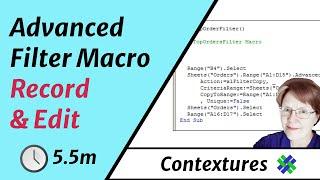 Record and Edit an Excel Advanced Filter Macro