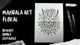 Mandala Floral Drawing | Zentangle Art | Doodle For Beginners