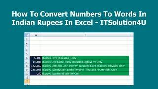 How To Convert Numbers To Words In Indian Rupees In Excel - ITSolution4U