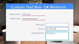 Custom TextBox - Border, Focus Color, Underlined Style - WinForm C#