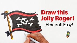 How To Draw A Jolly Roger, The Pirate's Flag #drawingforkids #littleartists