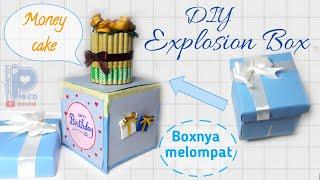 DIY Explosion Box with Money Cake ||  Box Kejutan isi Kue Uang bisa melompat, Jumping box