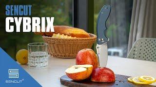 SENCUT Cybrix Thumb Stud & Flipper & Button Lock Knife