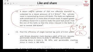 Review on 1st and 2nd chapters-DESIGN OF MACHINE MEMBER- 20 marks