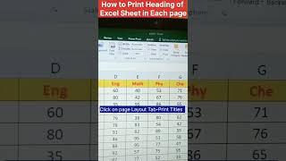 How to print headings of Excel Sheet in Each page #pci_Learn_Space #excel #exceltips #exceltutorial