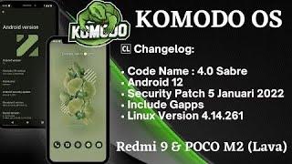 Review Custom Rom KOMODO 4.0 SABRE OFFICIAL | ANDROID 12 | Redmi 9 | 9 Prime | Poco M2