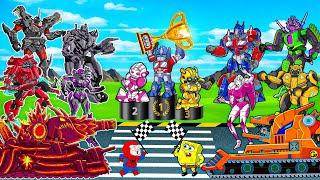 MEGATRON TRANSFORMERS 2d Colorful Car VS BUMBLEBEE DINOSAUR Evolution of Autobots Strongest Monster?